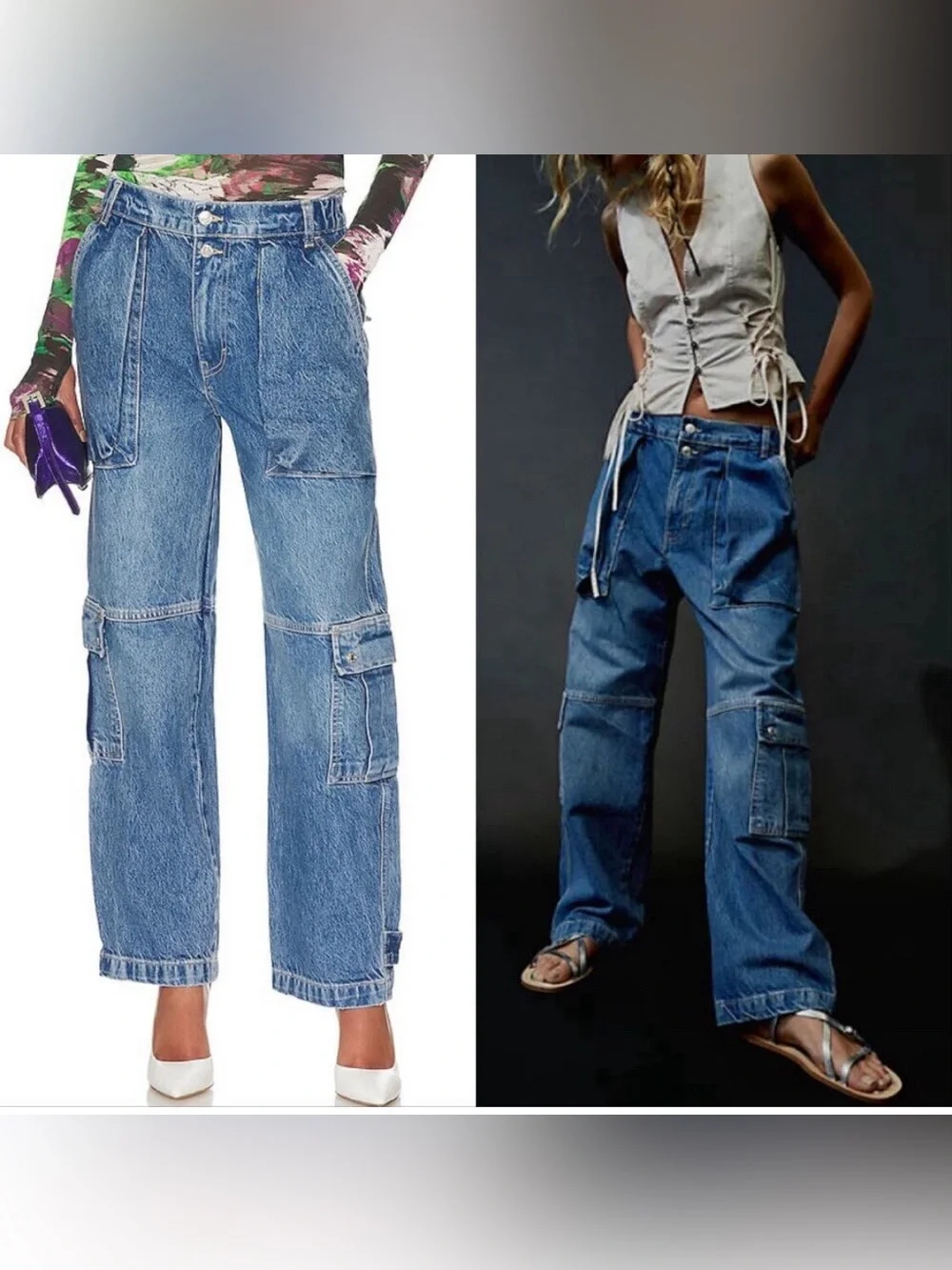 Free People Marx Slouchy Cargo Blue 28